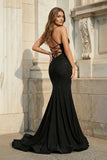 Mermaid V Neck Glitter Satin Prom Dress