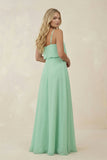 V-Neck Blouson A-Line Chiffon Bridesmaid Dress in Pale Pistachio