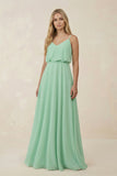 V-Neck Blouson A-Line Chiffon Bridesmaid Dress in Pale Pistachio