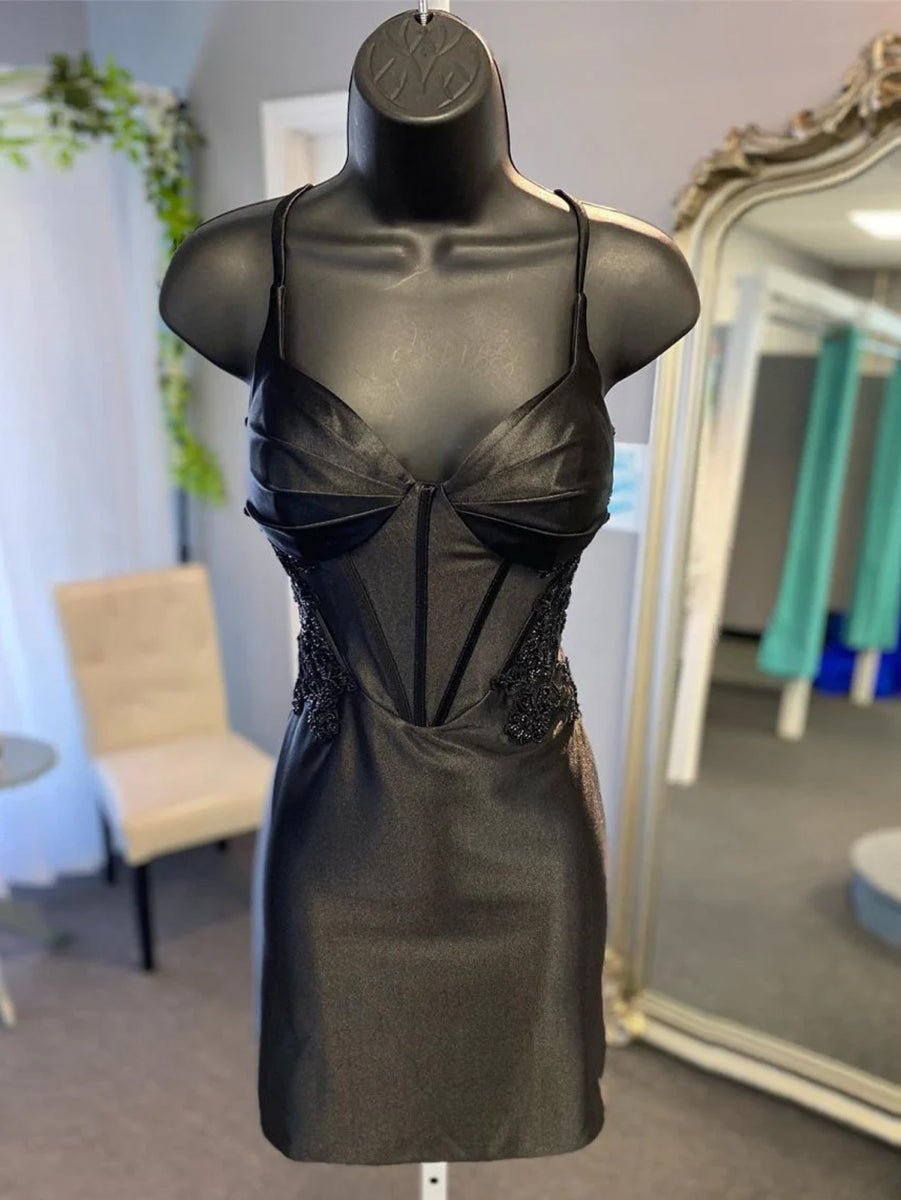 Sheath Satin Homecoming Dress with Appliques