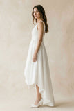V-Neck Chiffon High-Low Chiffon Wedding Dress in White