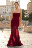 Yellow Strapless Chiffon Mermaid Long Prom Dresses