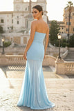 Yellow Strapless Chiffon Mermaid Long Prom Dresses