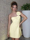 Yellow - One Shoulder A Line Short Homecoming Dresses With Flowers