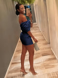 Aqua Off The Shoulder Satin Bodycon Short Homecoming Dress With Beading