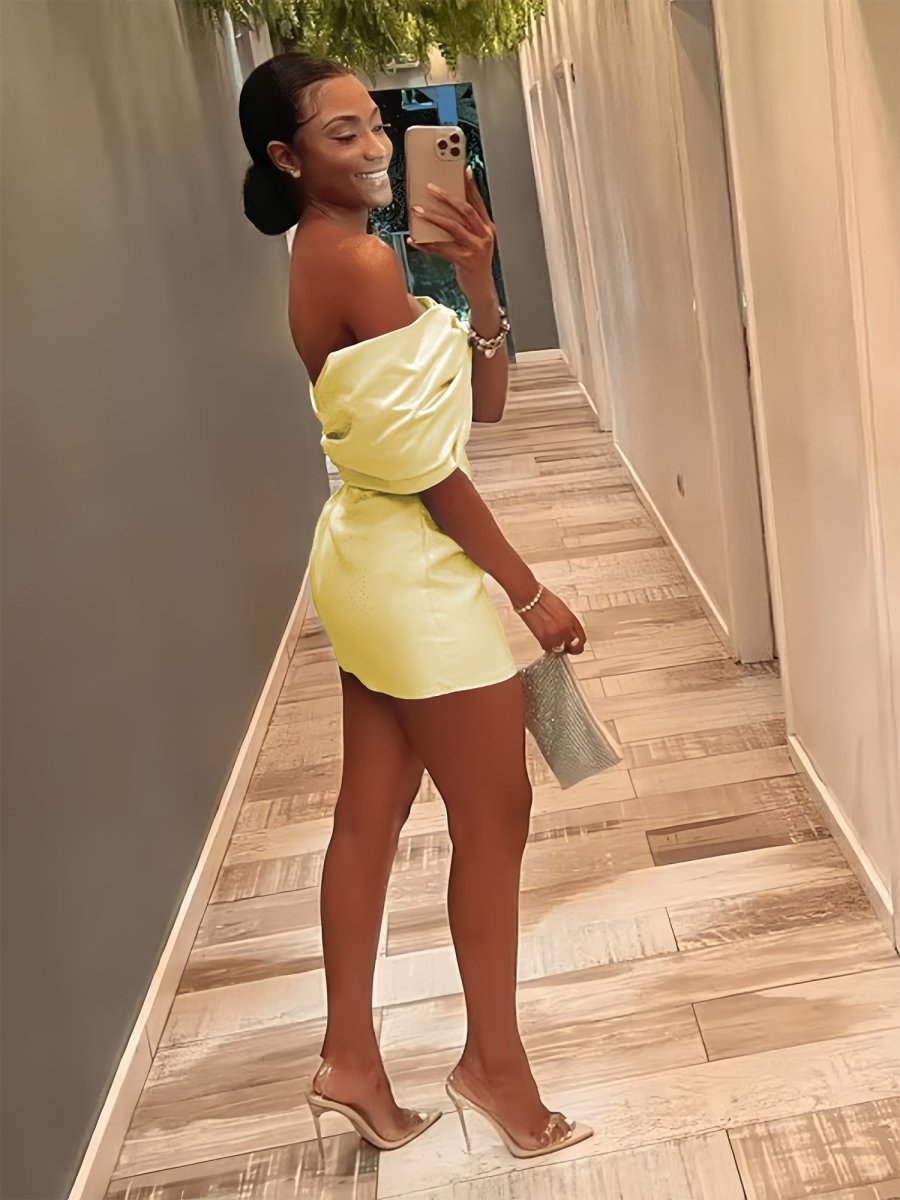 Aqua Off The Shoulder Satin Bodycon Short Homecoming Dress With Beading