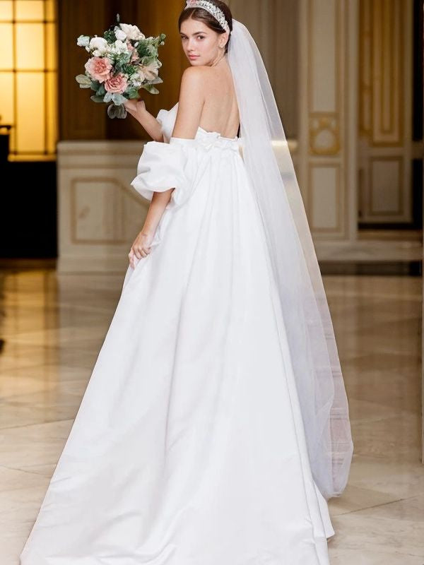 satin ruched sweetheart wedding dress Sweetheart A-Line Satin Ruched Wedding Dress in White, White / Custom Size( Free )