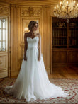 A-Linie/Princess-Linie Organza Rüschen Herzausschnitt Ärmellos Sweep/Pinsel zug Brautkleider