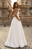 A-line V Neck Sequins Long Prom Dress