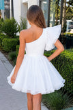 A-line One Shoulder Organza Homecoming Dress