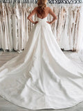 White Satin Long A-Line Wedding Dress with Slit
