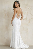 Sky Blue Spaghetti Straps Mermaid Tulle Long Prom Dresses With Appliques