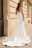 Black Square Neck Mermaid Satin Long Prom Dresses With Pearls