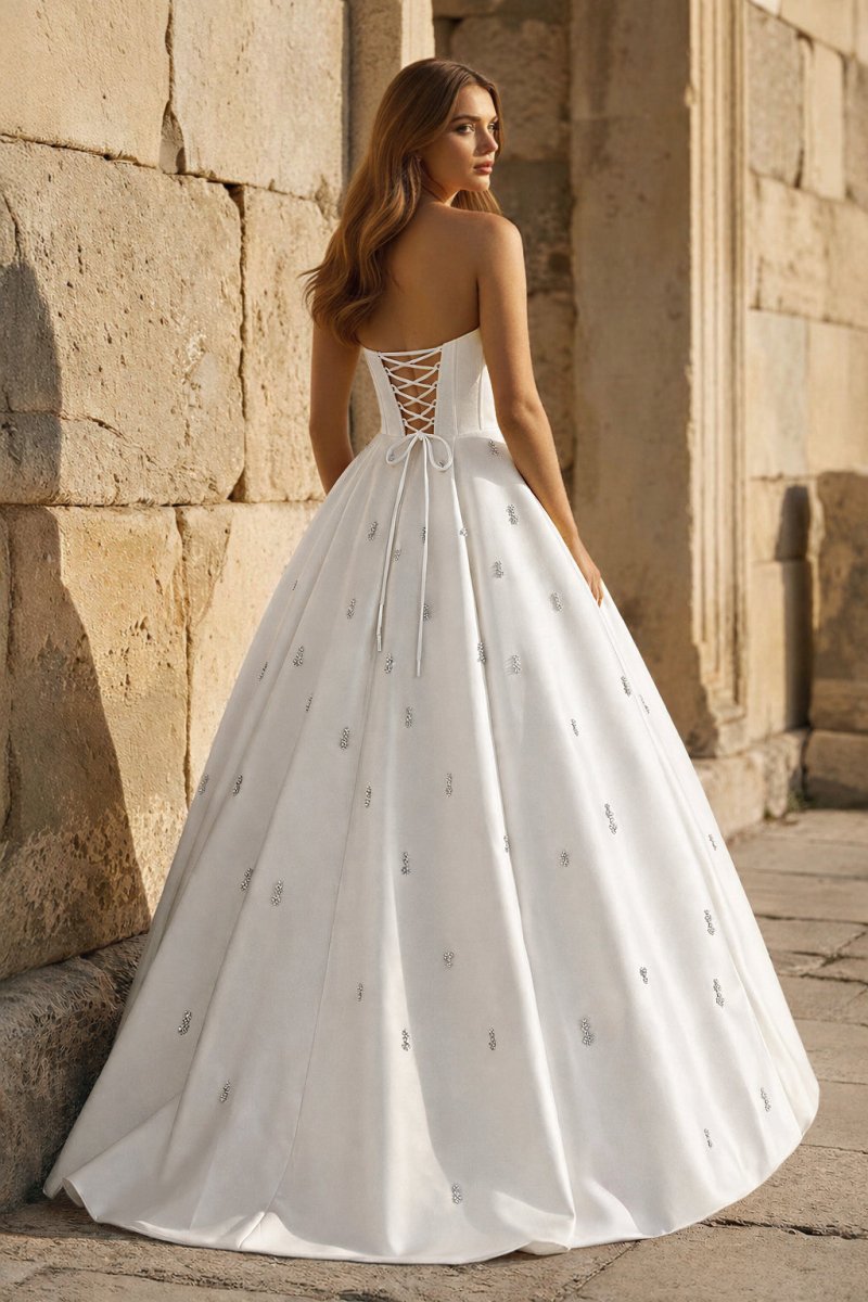Yellow Strapless A Line Satin Long Prom Dresses With Beading