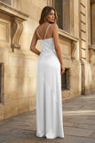 Spaghetti Straps Long Sheath Prom Dress With Split