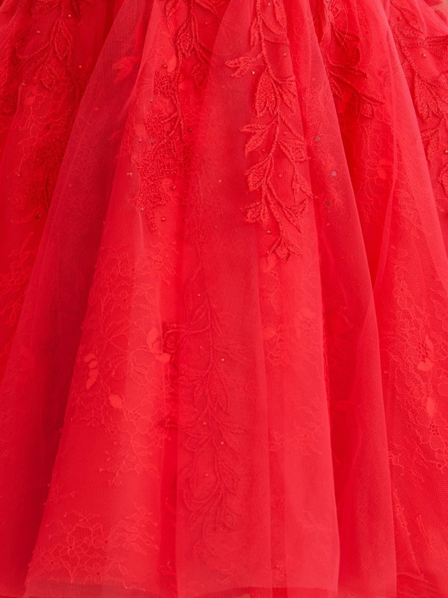 A-line Red Sweetheart Appliques Lace Homecoming Dress With Corset Back