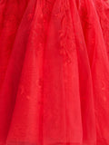 A-line Red Sweetheart Appliques Lace Homecoming Dress With Corset Back