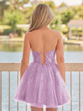 A-line Red Sweetheart Appliques Lace Homecoming Dress With Corset Back