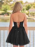 A-line Red Sweetheart Appliques Lace Homecoming Dress With Corset Back