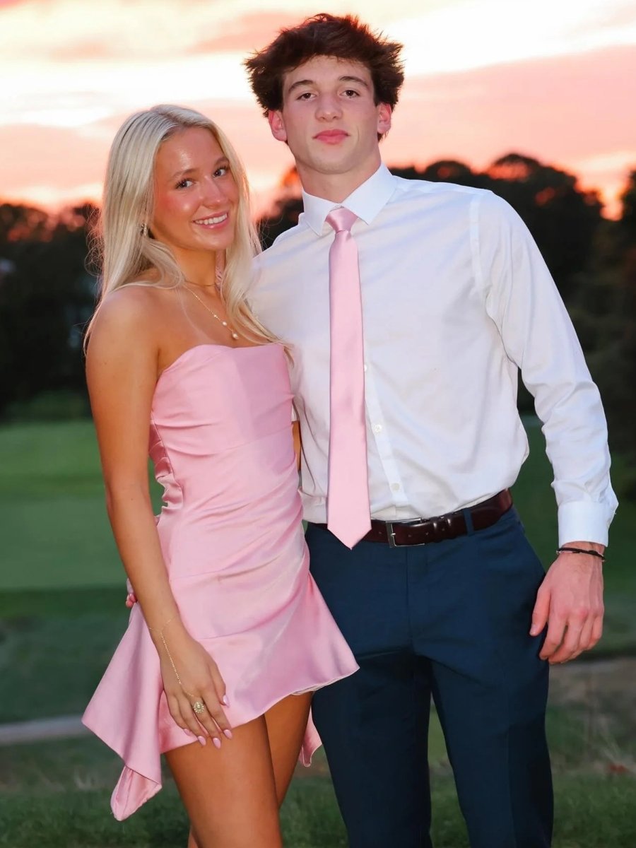 Navy Blue Strapless Sheath Irregular Hem Satin Short Homecoming & Cocktail Dress