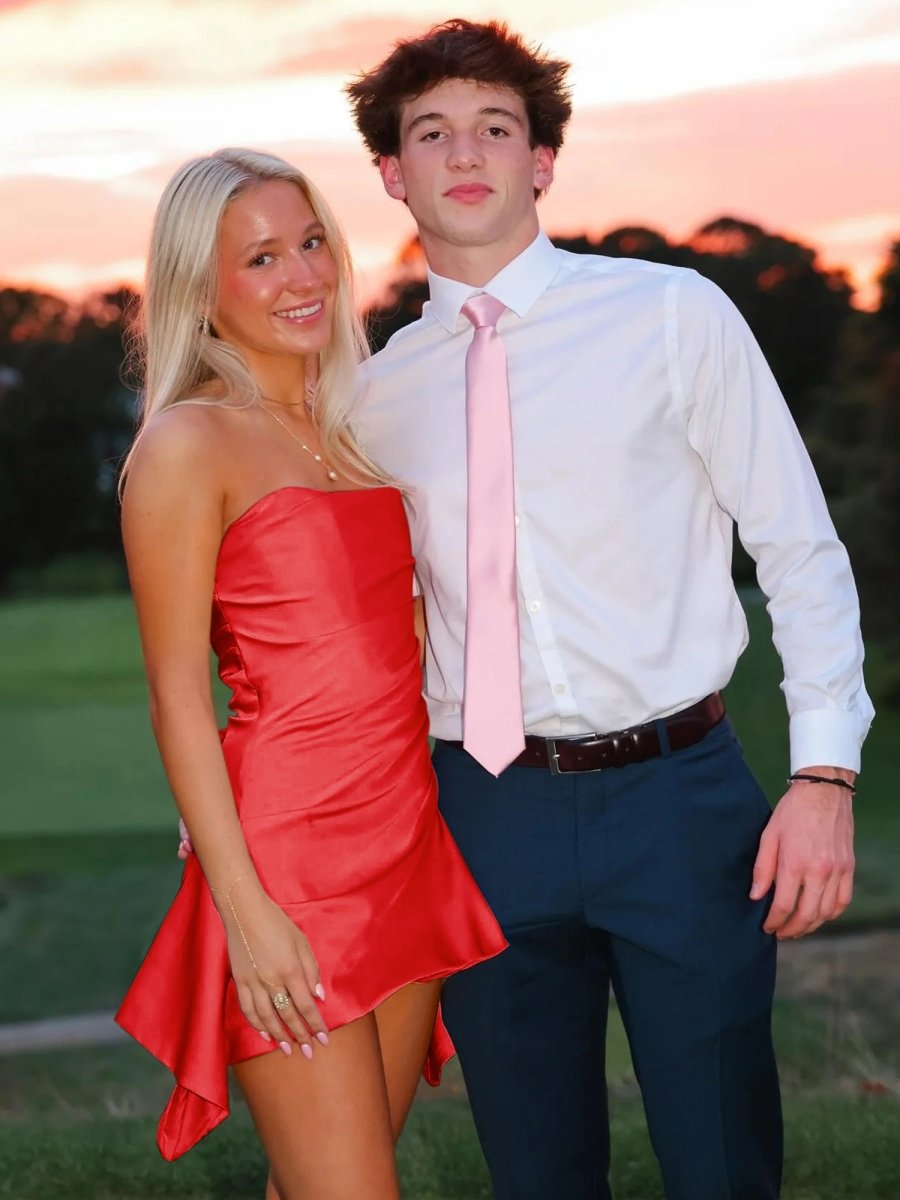 Navy Blue Strapless Sheath Irregular Hem Satin Short Homecoming & Cocktail Dress