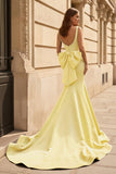 Black Square Neck Mermaid Satin Long Prom Dresses With Pearls