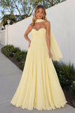 A Line Light Pink Sweetheart Chiffon Long Prom Dress