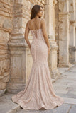 Mermaid Spaghetti Straps Sky Blue Sequins Prom Dresses