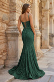 Mermaid Spaghetti Straps Sky Blue Sequins Prom Dresses