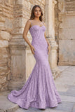 Mermaid Spaghetti Straps Sky Blue Sequins Prom Dresses