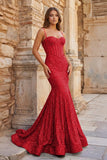 Mermaid Spaghetti Straps Sky Blue Sequins Prom Dresses