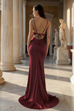 Pink Spaghetti Straps Satin Mermaid Prom Dress