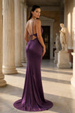 Pink Spaghetti Straps Satin Mermaid Prom Dress