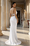 Pink Spaghetti Straps Satin Mermaid Prom Dress