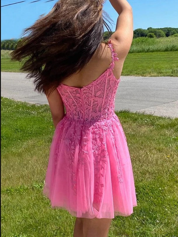 Pink Homecoming Dress, Short Prom Dress ,Winter Formal Dress, Pageant Dance Dresses, Back To School Party Gown, KB0993