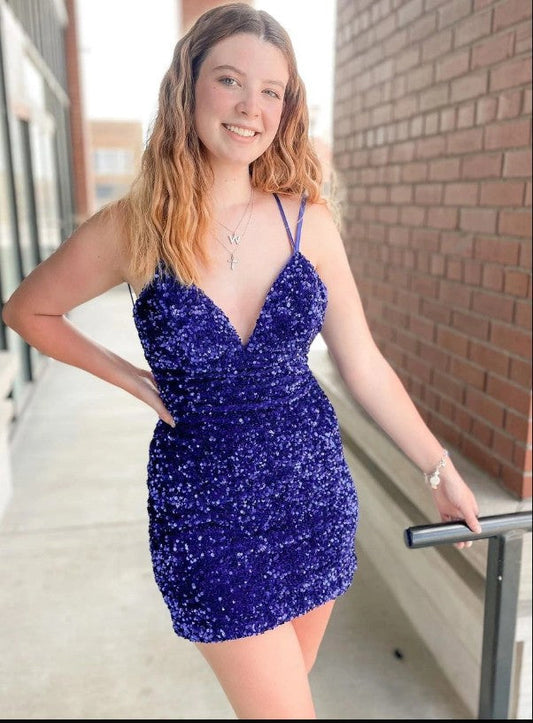 Sequins HOCO Dress, Homecoming Dress, Short Prom Dress ,Winter Formal Dress, Pageant Dance Dresses, Back To School Party Gown, KB1006