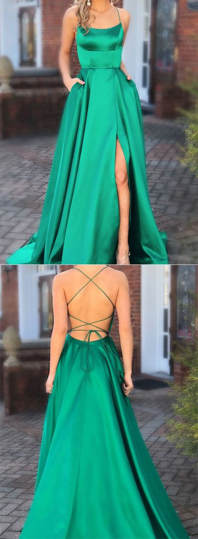 Sexy Green Prom Dress Slit Skirt, Evening Dress, Pageant Dance Dresses, Graduation School Party Gown, PC0027 - Promcoming