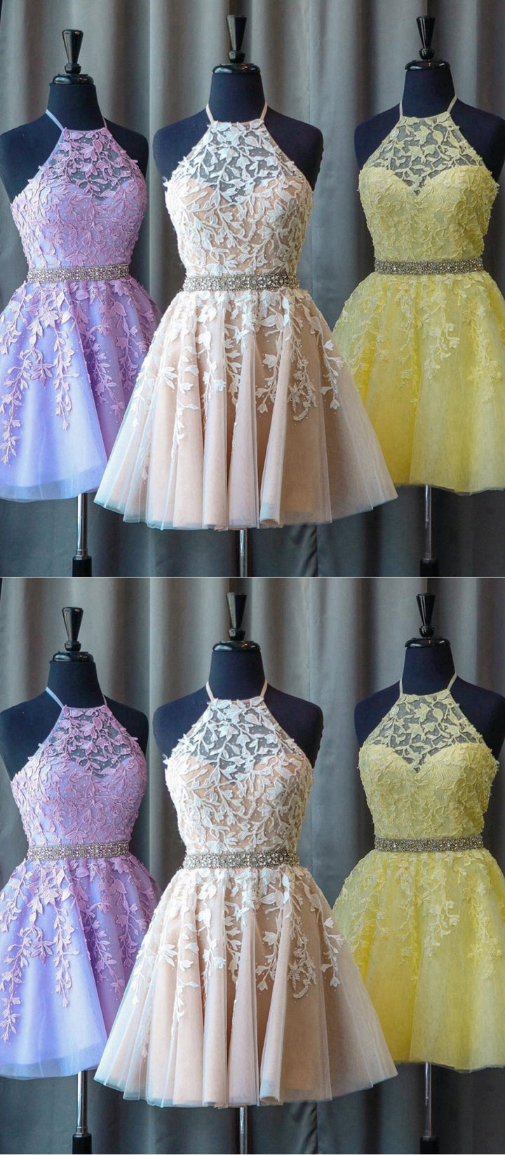 Lace Homecoming Dress Halter Neckline, Short Prom Dress, Evening Dress ,Winter Formal Dress, Pageant Dance Dresses, Back To School Party Gown, PC0580 - Promcoming