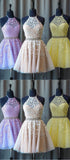 Lace Homecoming Dress Halter Neckline, Short Prom Dress, Evening Dress ,Winter Formal Dress, Pageant Dance Dresses, Back To School Party Gown, PC0580 - Promcoming