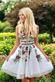 Sexy Embroidery Homecoming Dress Low Cut, Short Prom Dress ,Formal Dress, Pageant Dance Dresses, Back To School Party Gown, KB0832