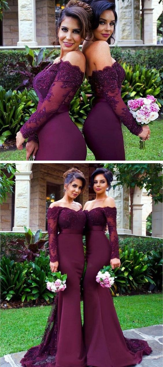 Mermaid Burgundy Prom Dress, Bridesmaid Dresses, Evening Dress ,Winter Formal Dress, Pageant Dance Dresses, Graduation School Party Gown, PC0159 - Promcoming