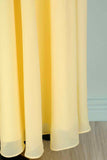 Light Yellow A-line V Neck Pleated Chiffon Ruffle Long Bridesmaid Dress Formal Evening Prom Gowns