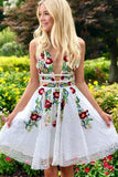 Sexy Embroidery Homecoming Dress Low Cut, Short Prom Dress ,Formal Dress, Pageant Dance Dresses, Back To School Party Gown, KB0832