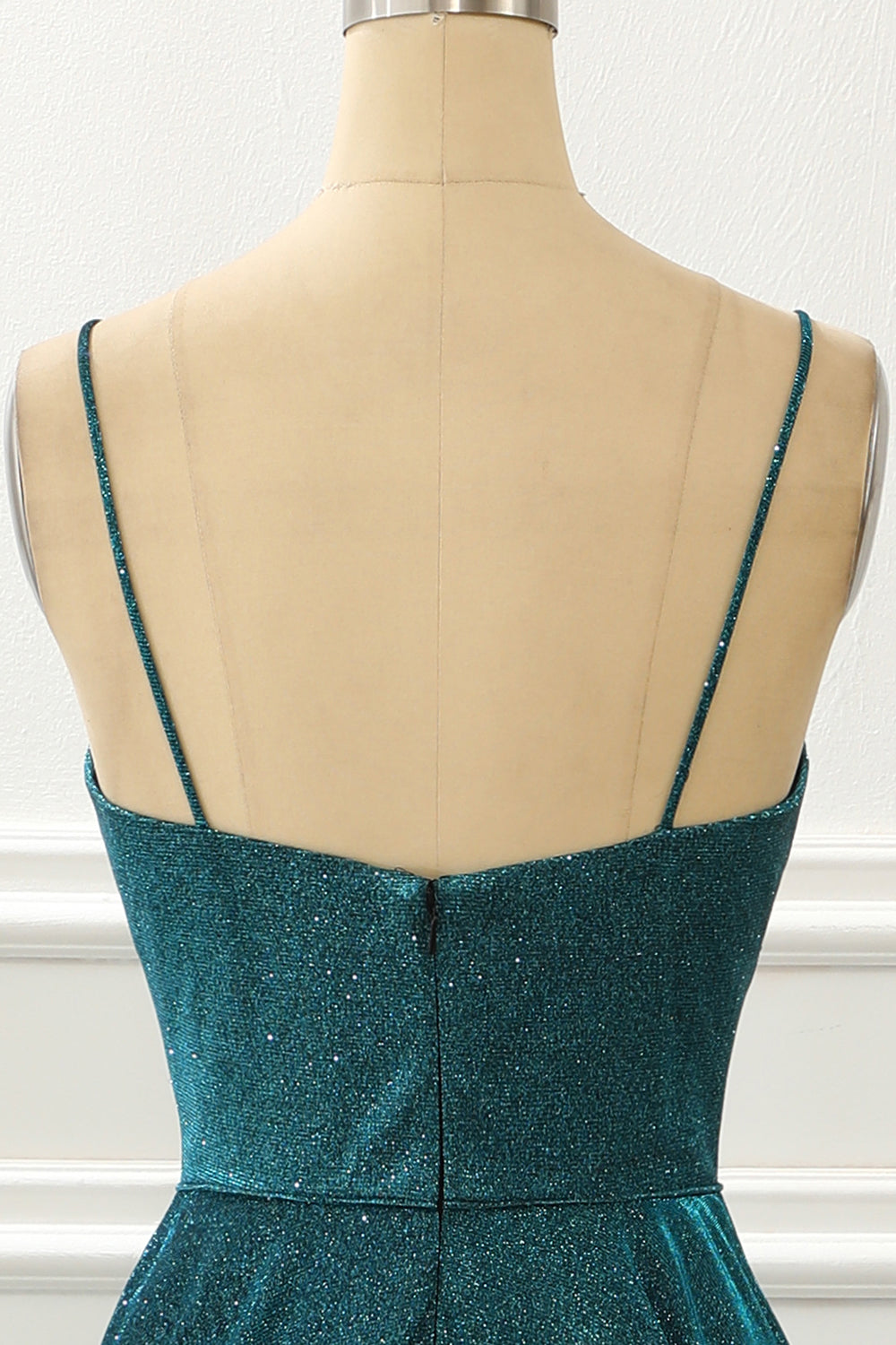 Vestido de fiesta largo azul brillante con tirantes finos, vestidos de noche formales