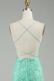 Turquoise Straps Appliques Tulle Mermaid Prom Evening Dress Party Formal Gowns