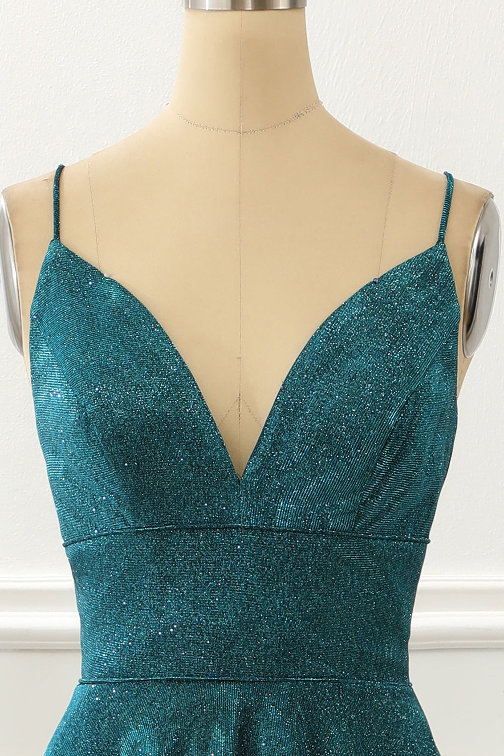 Vestido de fiesta largo azul brillante con tirantes finos, vestidos de noche formales