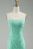 Turquoise Straps Appliques Tulle Mermaid Prom Evening Dress Party Formal Gowns