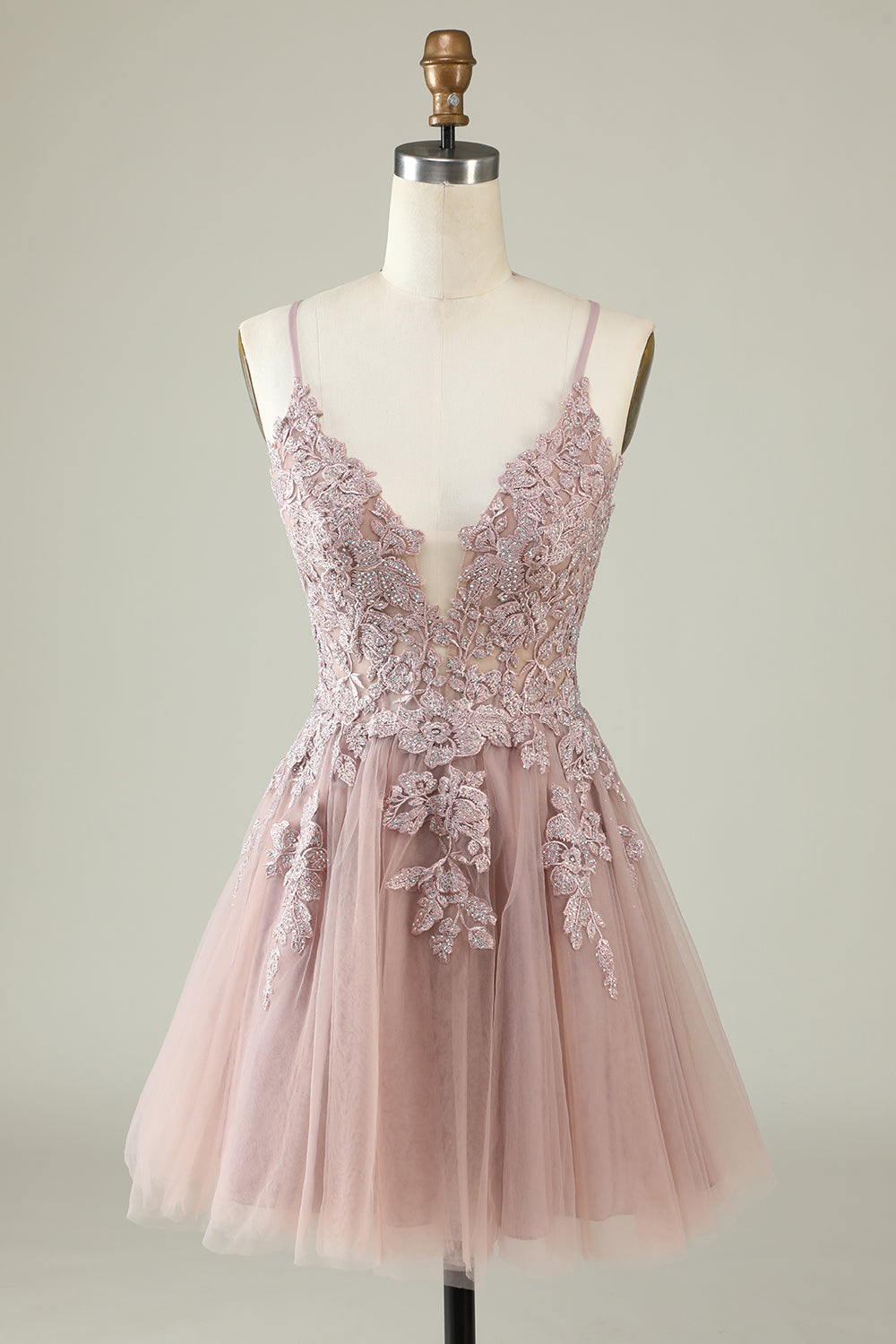 Stylish A Line Spaghetti Straps Green Short Homecoming Dress with Appliques Prom Cocktail Dresses