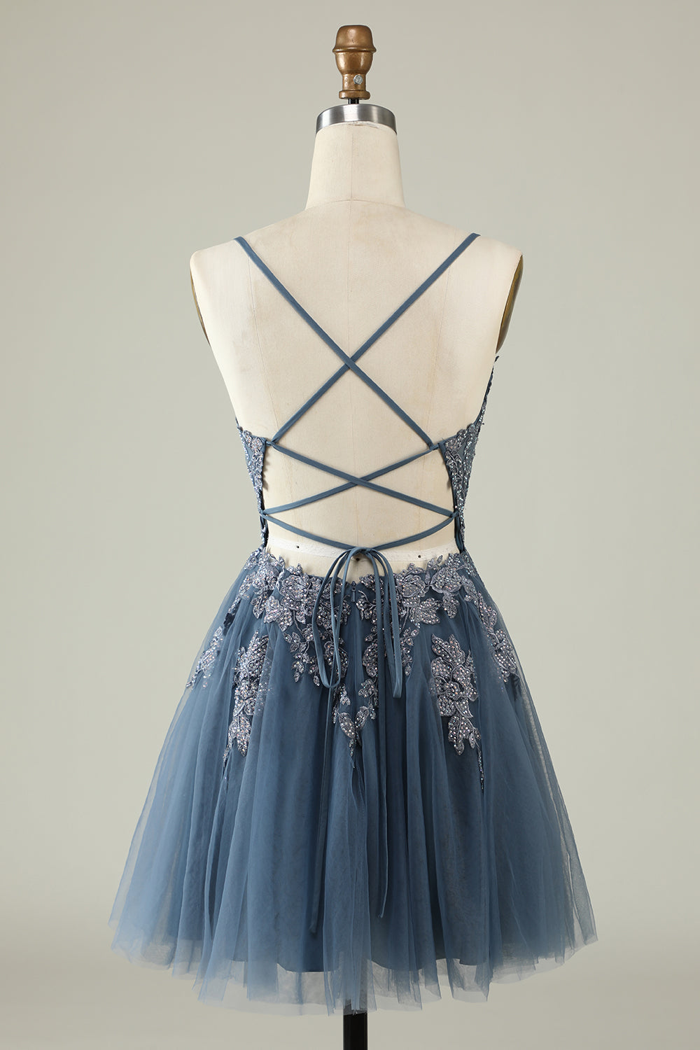 Stylish A Line Spaghetti Straps Green Short Homecoming Dress with Appliques Prom Cocktail Dresses