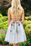 Sexy Embroidery Homecoming Dress Low Cut, Short Prom Dress ,Formal Dress, Pageant Dance Dresses, Back To School Party Gown, KB0832